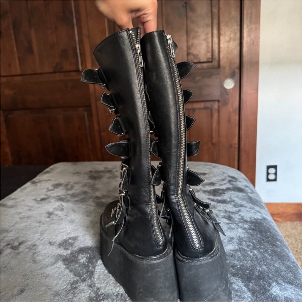 Demonia Black Lace-Up Platform Boots